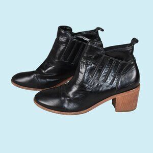 Charlotte Stone Kari Leather Ankle Boots Women's Size 7 Black Retro Boho 90's